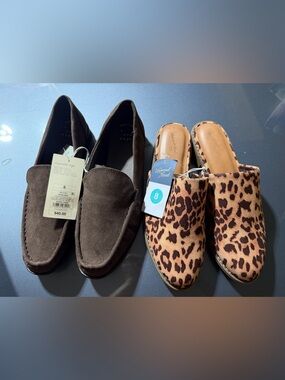 “New” Leopard Print Slip-On Mules & Brown Leofers size8